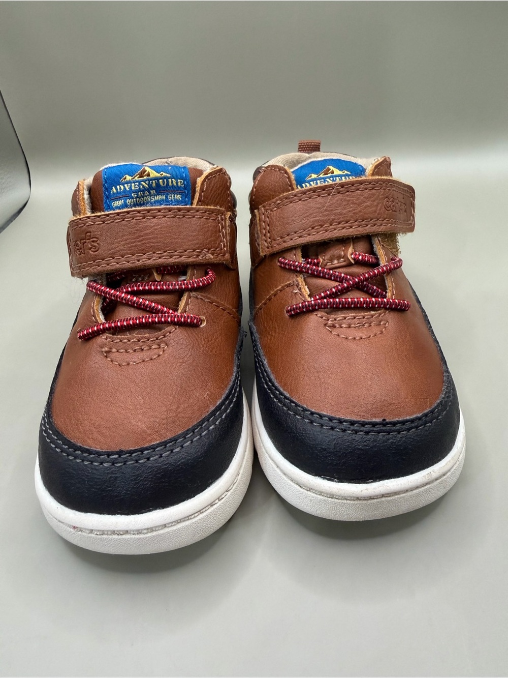 Carter's Brown and Black Leather-Look Toddler Sneakers with Red Accents